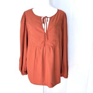 Universal Thread Cottagecore Top XL Babydoll Peasant Boho Blouse Burnt Orange
